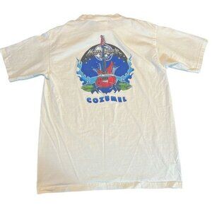 Hard Rock Cafe Cozumel Graphic T-Shirt White M/M 100% Cotton Made In Mexico